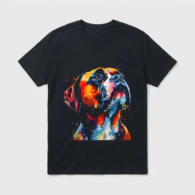 Boxer Hund Splash T-Shirt 0068 – Klassisches T-Shirt in Schwarz