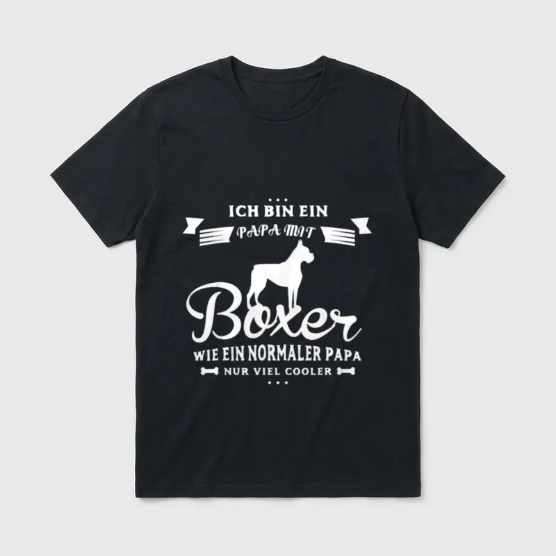 Papa Boxer Hunde Design T-Shirt – Klassisches T-Shirt in Schwarz