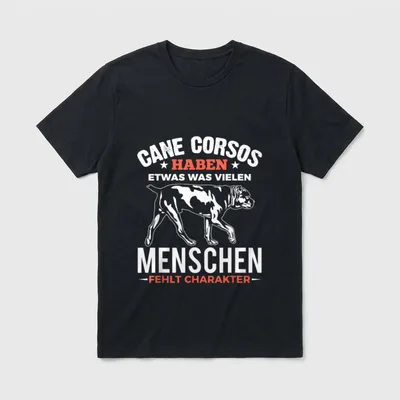 Cane Corso Charakter Lustiger T-Shirt – Klassisches T-Shirt in Schwarz