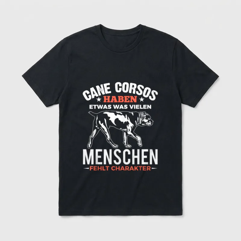 Cane Corso Charakter Lustiger T-Shirt – Klassisches T-Shirt in Schwarz