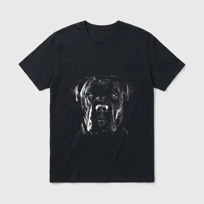Cane Corso T-Shirt 0052 – Strichzeichnung eines Cane Corso Kopfes mit hängenden Ohren – Klassisches T-Shirt in Schwarz