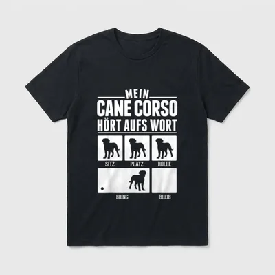 Mein Cane Corso hört T-Shirt – Klassisches T-Shirt in Schwarz
