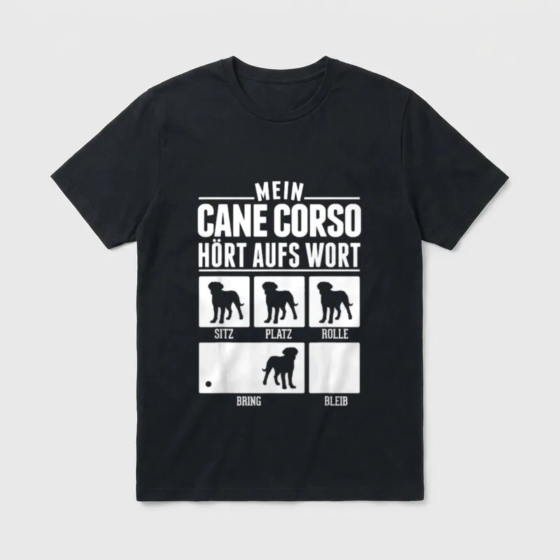 Mein Cane Corso hört T-Shirt – Klassisches T-Shirt in Schwarz