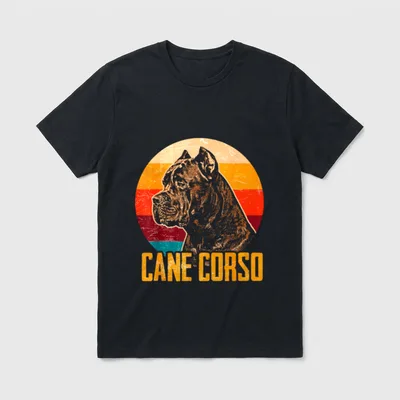 Retro Cane Corso Hund T-Shirt – Klassisches T-Shirt in Schwarz