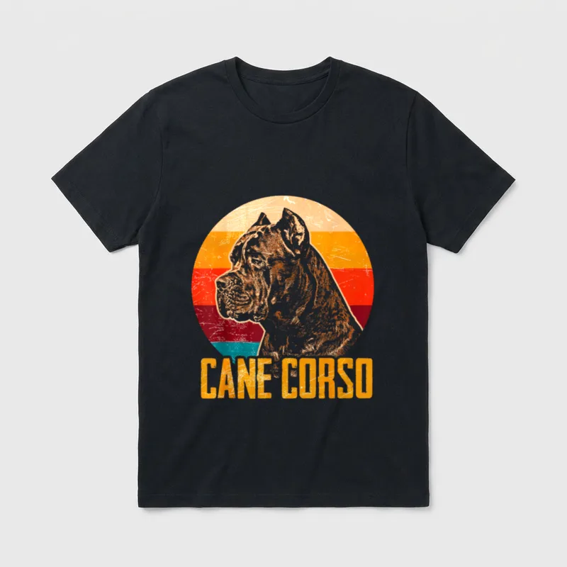 Retro Cane Corso Hund T-Shirt – Klassisches T-Shirt in Schwarz