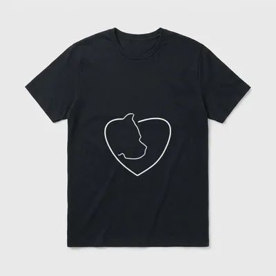 Cane Corso in My T-Shirt – Weißes Herz mit Cane Corso Kopf-Silhouette auf grauem Grund – Klassisches T-Shirt in Schwarz