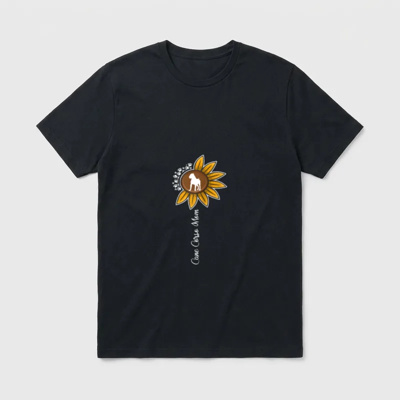 Cane Corso Mom Sonnenblume T-Shirt – Klassisches T-Shirt in Schwarz