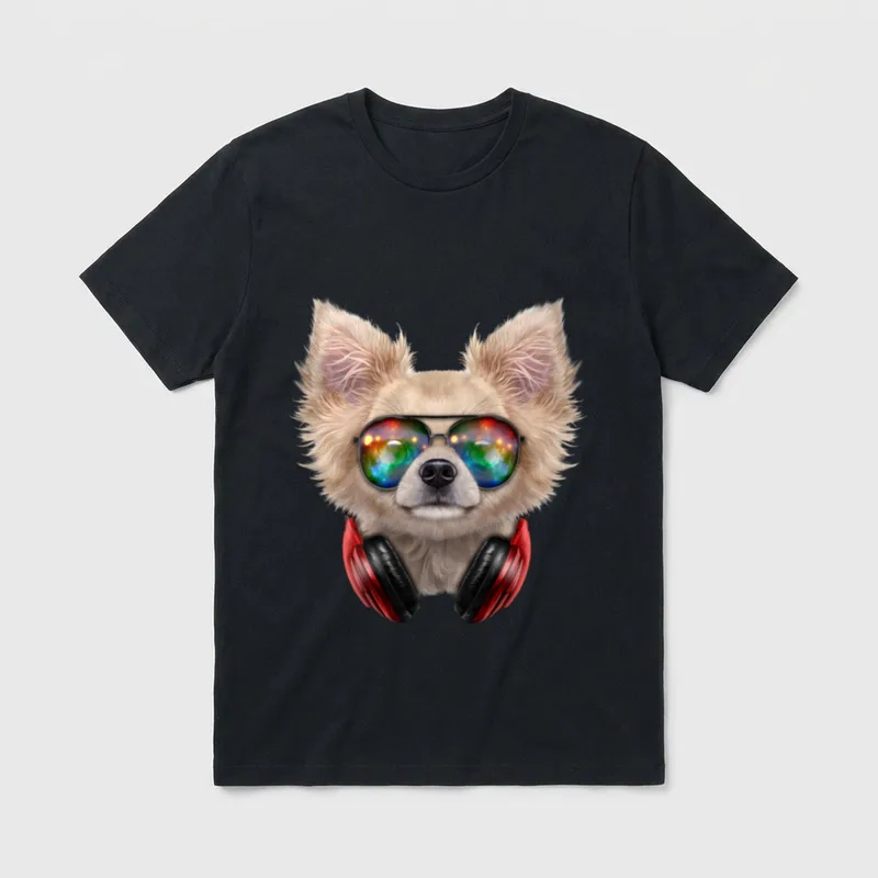 Chihuahua Hund als DJ T-Shirt – Klassisches T-Shirt in Schwarz