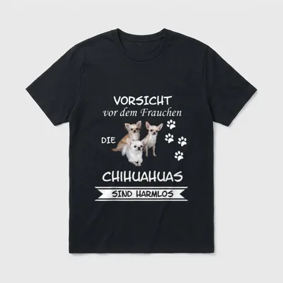 Vorsicht vor dem Frauchen Chihuahua T-Shirt – Klassisches T-Shirt in Schwarz