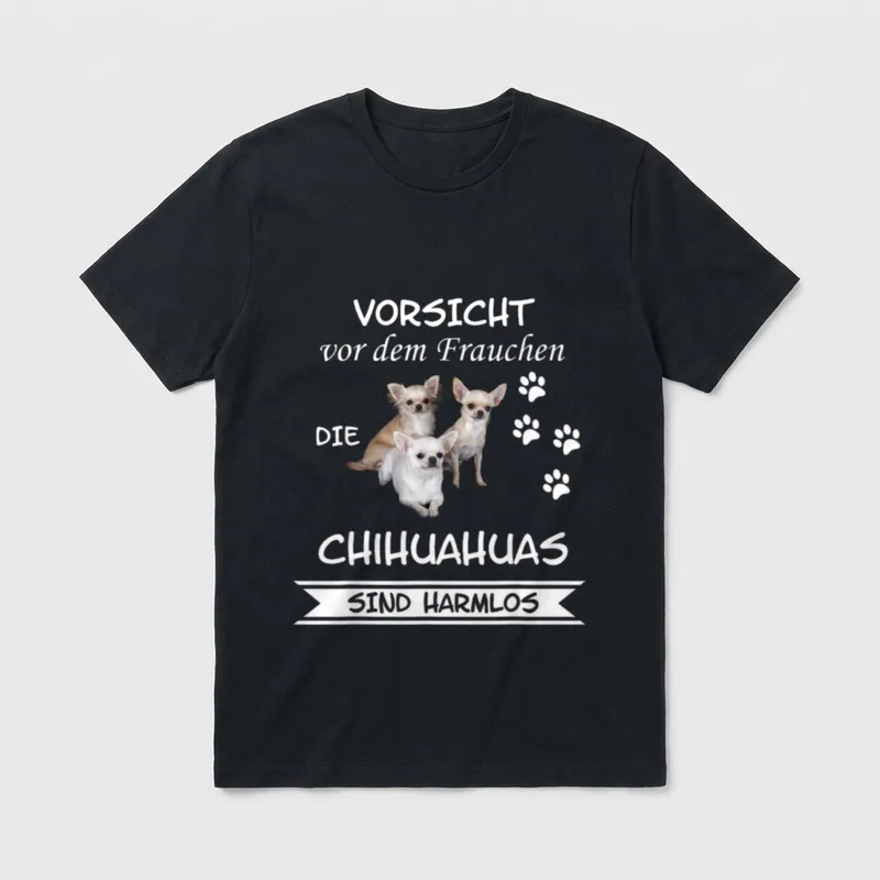 Vorsicht vor dem Frauchen Chihuahua T-Shirt – Klassisches T-Shirt in Schwarz