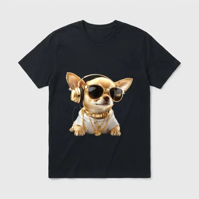 Lustiger Chihuahua Goldkette & T-Shirt – Klassisches T-Shirt in Schwarz