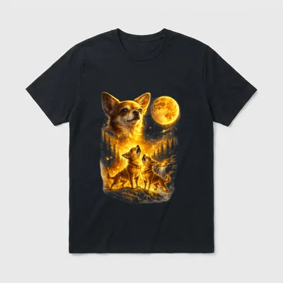 Lustiger Chihuahua Howling to T-Shirt – Klassisches T-Shirt in Schwarz