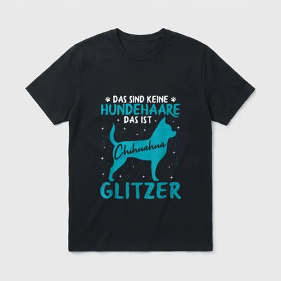 Chihuahua Glitzer Hundehaare Hundebesitzer T-Shirt – Klassisches T-Shirt in Schwarz