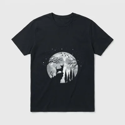 Vierbeiner Hund Hunderasse Vollmond T-Shirt 0052 – Klassisches T-Shirt in Schwarz