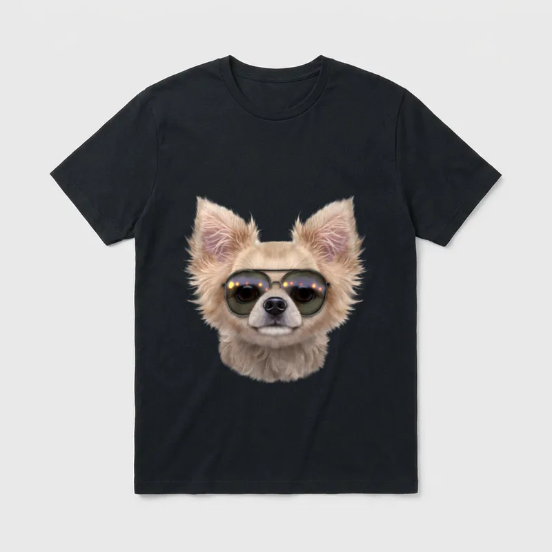 Chihuahua Hund Tragende Swag-Flieger-Sonnenbrille T-Shirt – Klassisches T-Shirt in Schwarz