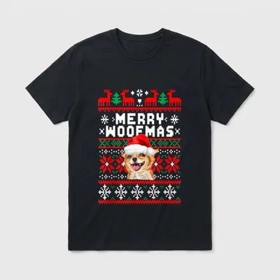 Chihuahua Merry Woofmas Weihnachten T-Shirt – Klassisches T-Shirt in Schwarz