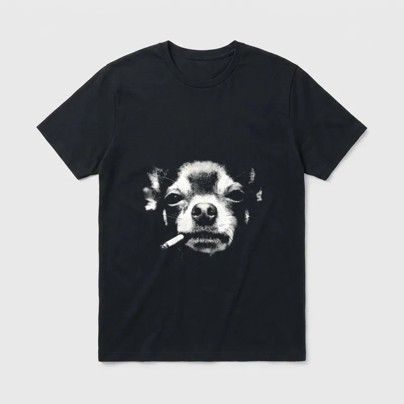 Chihuahua rauchende Zigarette Meme T-Shirt – Klassisches T-Shirt in Schwarz
