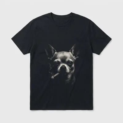 Lustige Chihuahua Smoking Cigar T-Shirt – Klassisches T-Shirt in Schwarz