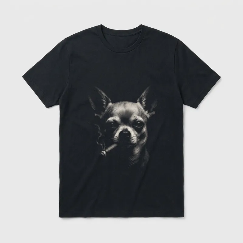 Lustige Chihuahua Smoking Cigar T-Shirt – Klassisches T-Shirt in Schwarz