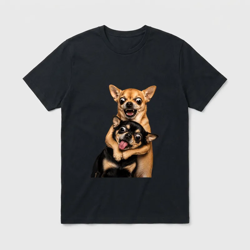Lustiges Chihuahua-Hunde-Meme-Gesicht T-Shirt – Klassisches T-Shirt in Schwarz