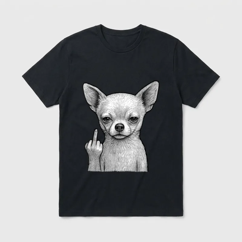 Chihuahua Mittelfinger sarkastischer Hundeliebhaber T-Shirt – Klassisches T-Shirt in Schwarz