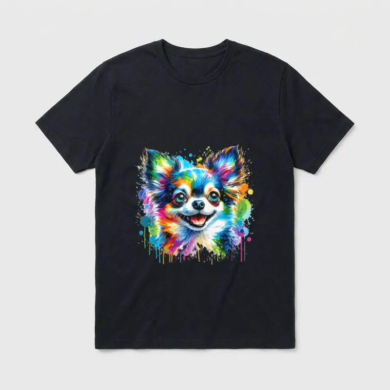 Wasserfarben Farbenfroher Chihuahua Hunde T-Shirt – Klassisches T-Shirt in Schwarz