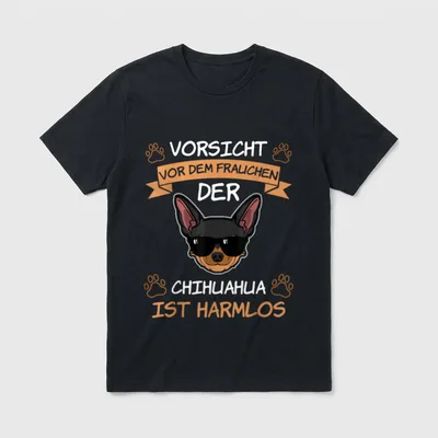 Vorsicht vor dem Frauchen T-Shirt 0097 – Klassisches T-Shirt in Schwarz