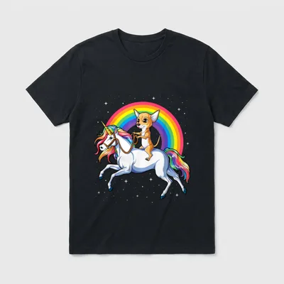 Chihuahua Einhorn Mädchen Space T-Shirt – Klassisches T-Shirt in Schwarz