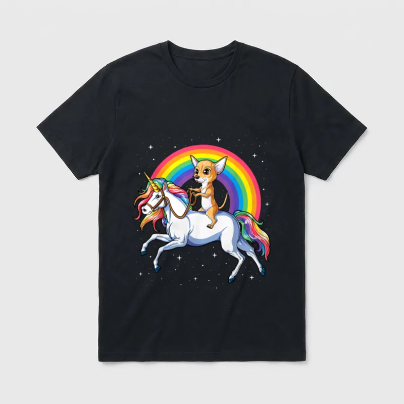 Chihuahua Einhorn Mädchen Space T-Shirt – Klassisches T-Shirt in Schwarz
