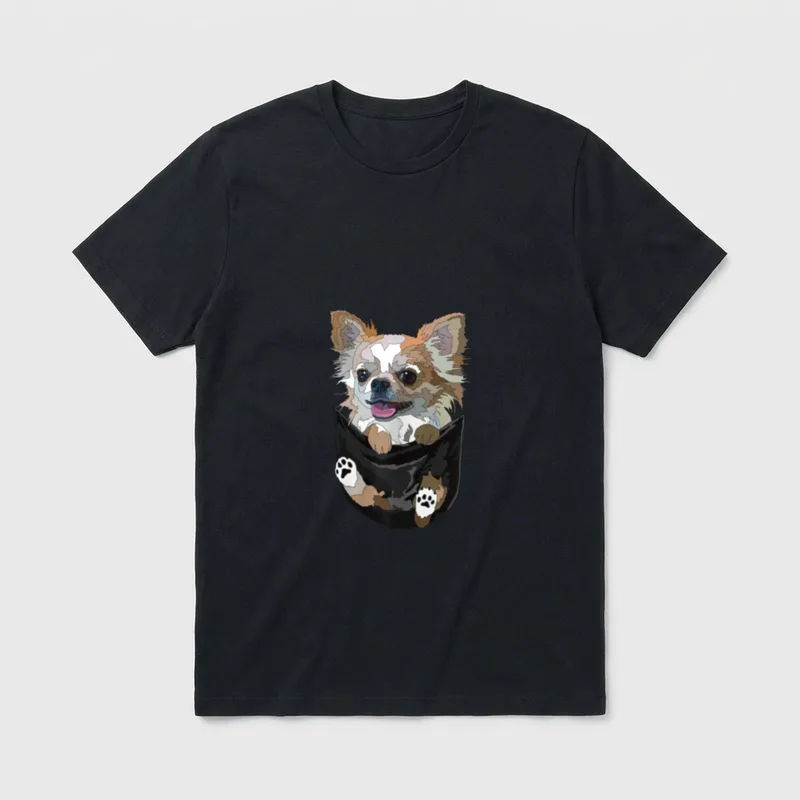 Chihuahua in Pocket Chihuahua T-Shirt – Klassisches T-Shirt in Schwarz