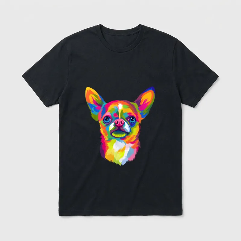 Pop Art Chihuahua Hund T-Shirt – Klassisches T-Shirt in Schwarz