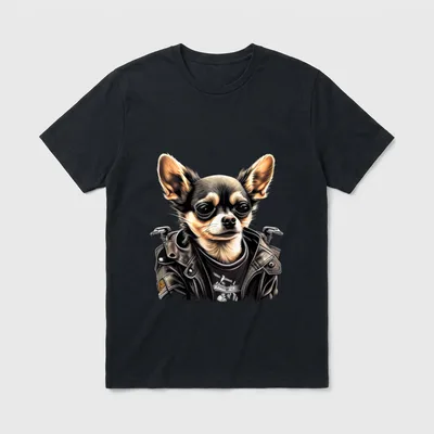 Chihuahua Biker Motorrad Hund T-Shirt – Klassisches T-Shirt in Schwarz