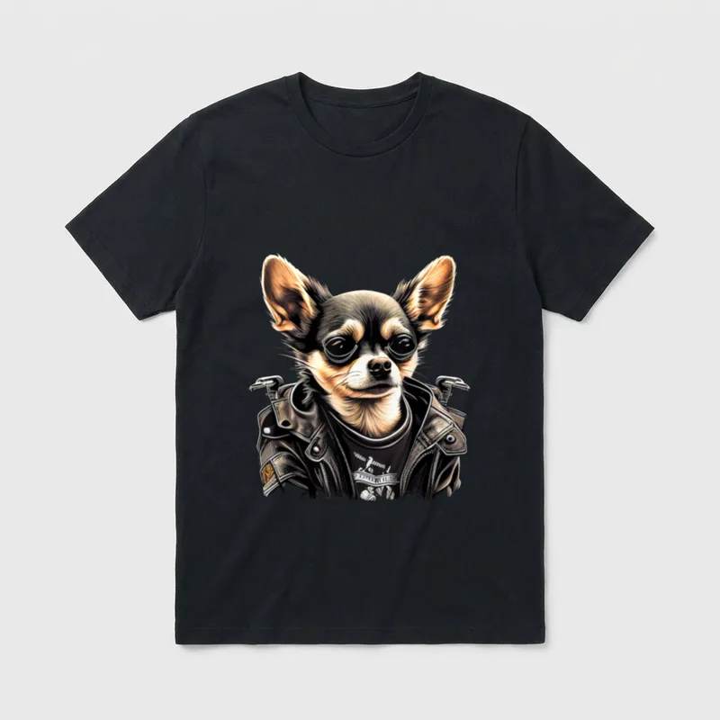 Chihuahua Biker Motorrad Hund T-Shirt – Klassisches T-Shirt in Schwarz