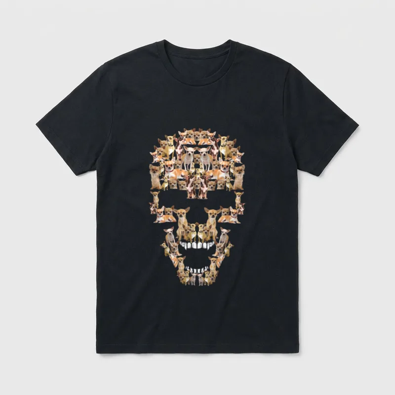 Chihuahua-Hunde mit Totenkopf-Motiv Halloween-Kostüm T-Shirt – Klassisches T-Shirt in Schwarz