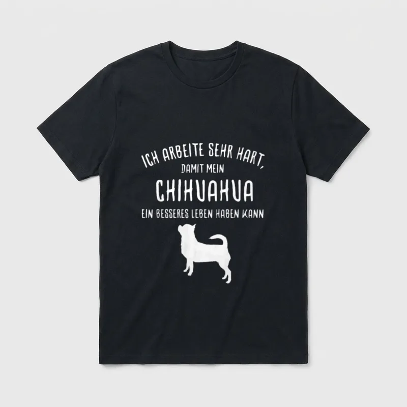 Lustiges Chihuahua Ich arbeite T-Shirt – Klassisches T-Shirt in Schwarz