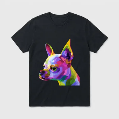 Chihuahua Pop Art Porträt T-Shirt – Klassisches T-Shirt in Schwarz