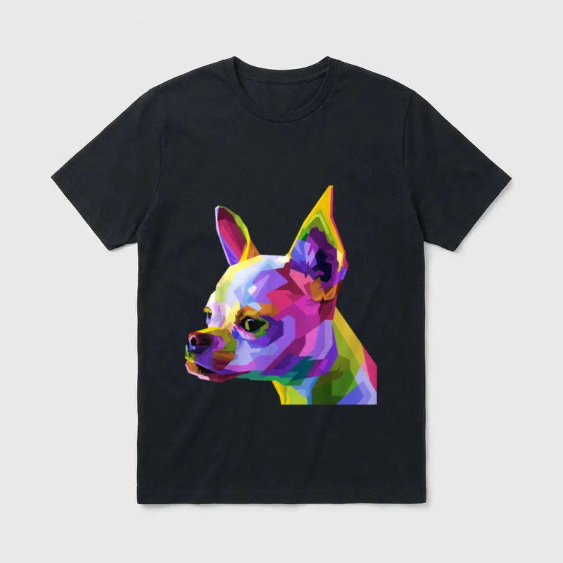 Chihuahua Pop Art Porträt T-Shirt – Klassisches T-Shirt in Schwarz