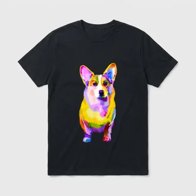 Pem Welsh Corgi buntes T-Shirt – Klassisches T-Shirt in Schwarz