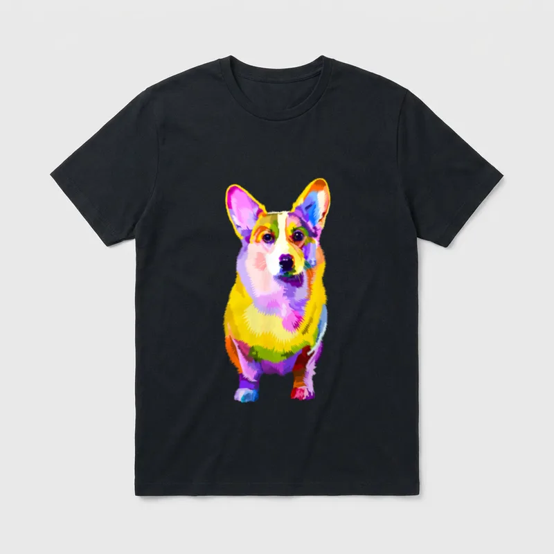Pem Welsh Corgi buntes T-Shirt – Klassisches T-Shirt in Schwarz