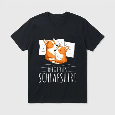 Offizielles Schlafshirt Corgi Hunde T-Shirt – Klassisches T-Shirt in Schwarz
