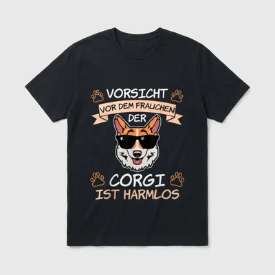 Vorsicht vor dem Frauchen Welsh T-Shirt – Klassisches T-Shirt in Schwarz