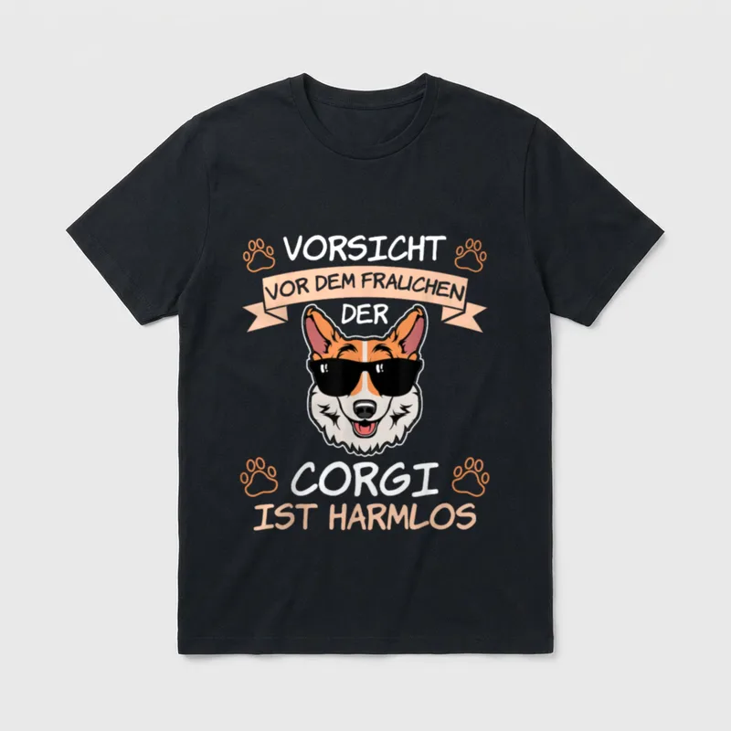 Vorsicht vor dem Frauchen Welsh T-Shirt – Klassisches T-Shirt in Schwarz