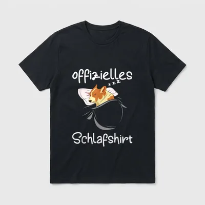 Corgi Schlafshirt Hund Pyjama T-Shirt – Klassisches T-Shirt in Schwarz