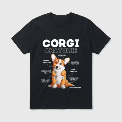 Corgi Anatomie T-Shirt – Klassisches T-Shirt in Schwarz