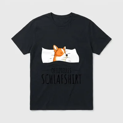 Offizielles Schlafshirt Corgi Hunde T-Shirt 0029 – Klassisches T-Shirt in Schwarz