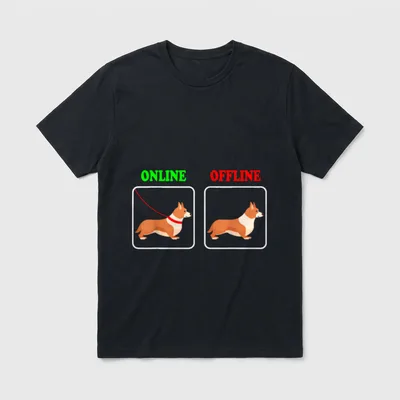 Welsh Corgi Online Offline T-Shirt – Klassisches T-Shirt in Schwarz