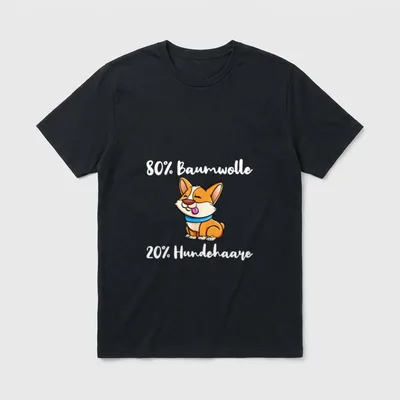 Corgi 80 Prozent Baumwolle T-Shirt – Klassisches T-Shirt in Schwarz