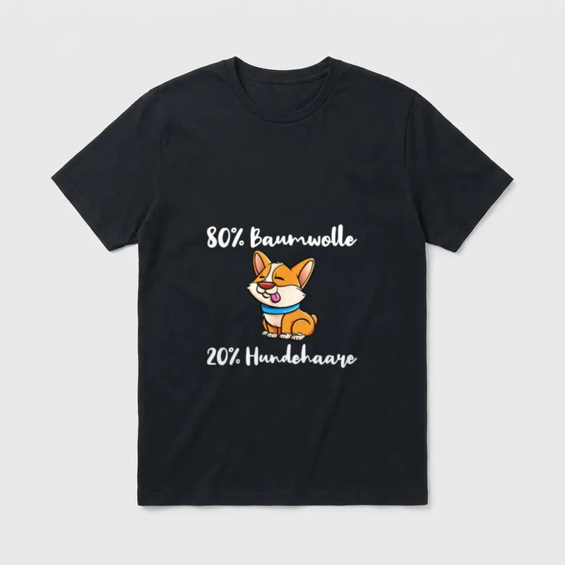 Corgi 80 Prozent Baumwolle T-Shirt – Klassisches T-Shirt in Schwarz