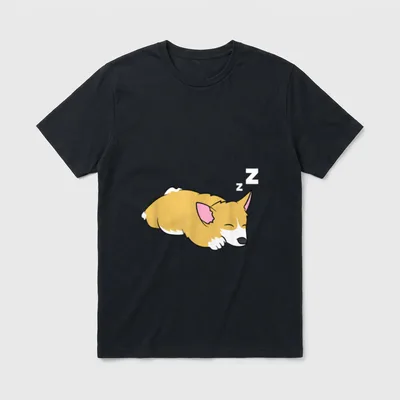 Corgi Hund Lustiger schlafender T-Shirt – Klassisches T-Shirt in Schwarz