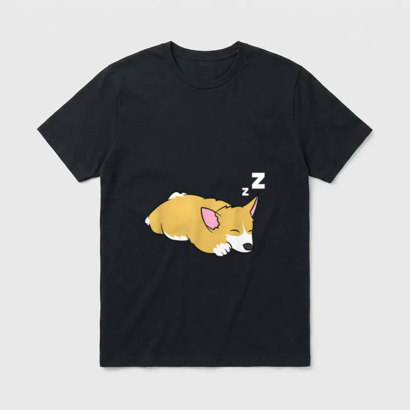 Corgi Hund Lustiger schlafender T-Shirt – Klassisches T-Shirt in Schwarz